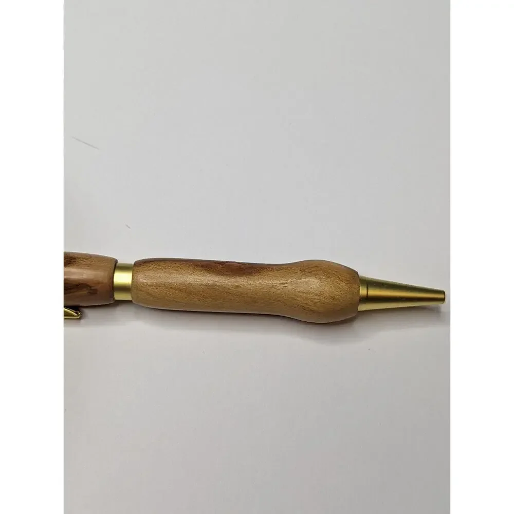 Slimline Twist Pen Satin Gold Finish Spalted‎ Maple Body Hand Turned Pen